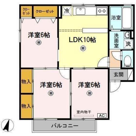 T.VILLAGE B(3LDK/2階)の間取り写真