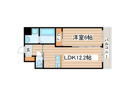 パルメゾン長町(1LDK/6階)の間取り写真