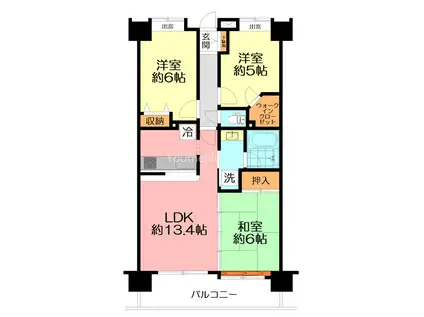 アイディーコート本厚木参番館(3LDK/4階)の間取り写真