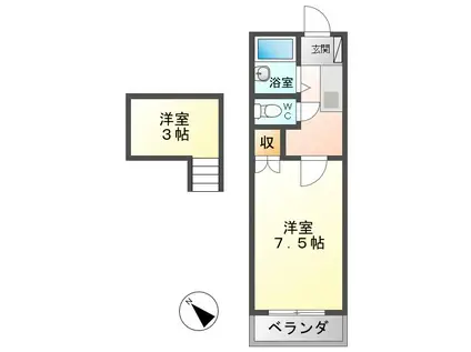 シューフルールIII(1K/3階)の間取り写真