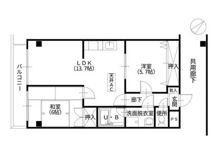 瑞江レジデンス芦田(2LDK/3階)の間取り写真