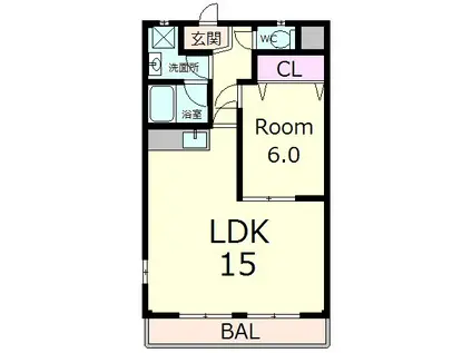 敷島第3マンション(1LDK/1階)の間取り写真