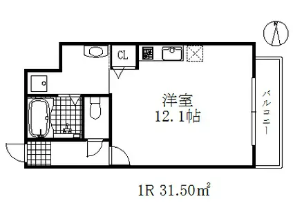 アルペジオ三宮(ワンルーム/1階)の間取り写真