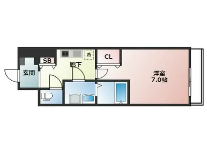 エスリード難波サウス(1K/15階)の間取り写真