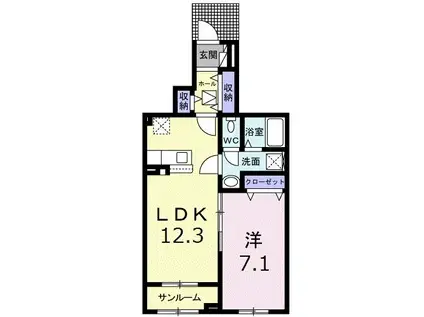 アーバー春山(1LDK/1階)の間取り写真