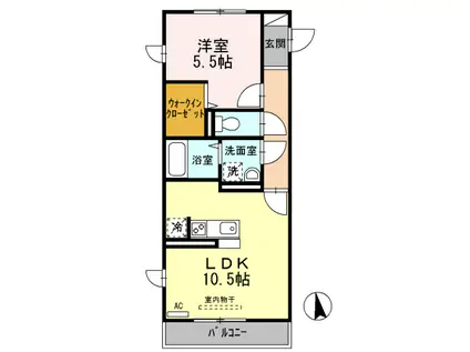 グランメールタカミ(1LDK/2階)の間取り写真