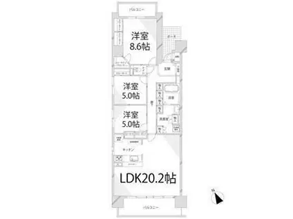 キャッスルコート飾磨(3LDK/7階)の間取り写真