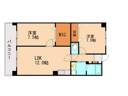 ステータスMⅡ(2LDK/6階)の間取り写真