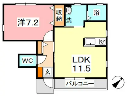 エクセルメゾン V B(1LDK/1階)の間取り写真