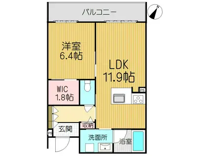 シャーメゾン AMANA(1LDK/1階)の間取り写真
