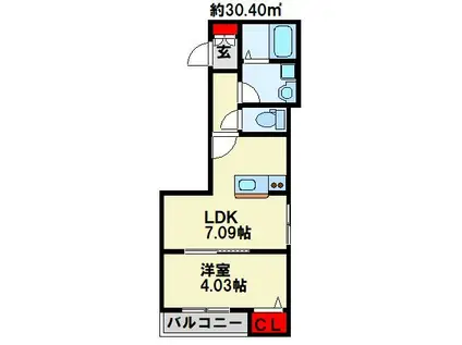 サニーガーデン銀座(1LDK/1階)の間取り写真