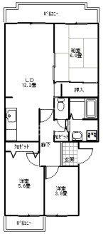 ヴィラ赤とんぼ(3LDK/4階)の間取り写真