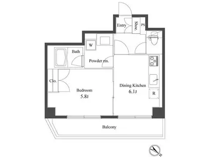 プライマル小石川(1DK/7階)の間取り写真