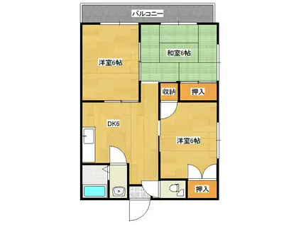 カーサプリマ(3DK/3階)の間取り写真