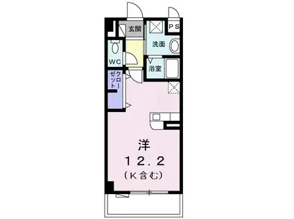 ルガーナII(ワンルーム/2階)の間取り写真