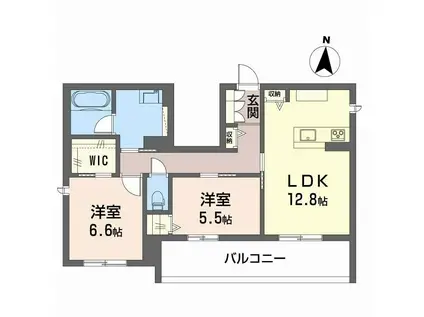 CALMIER河原町(2LDK/1階)の間取り写真