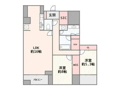 ジオグランデ元麻布(2LDK/3階)の間取り写真