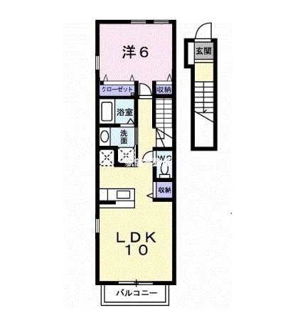 ポラリス壱番館(1LDK/2階)の間取り写真