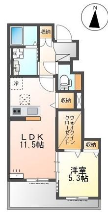高砂市今市アパート(1LDK/1階)の間取り写真