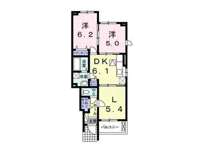 トロイガーデンII(2LDK/1階)の間取り写真