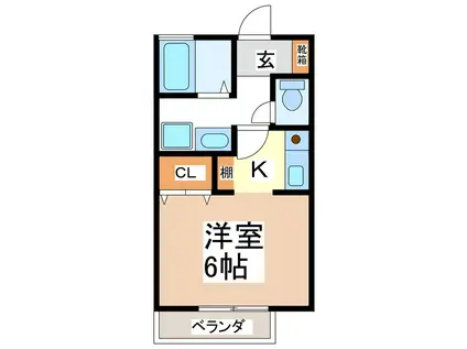 シャンボール新井 C(ワンルーム/1階)の間取り写真