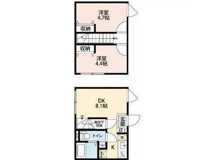 バークレーコート御徒町(2DK/5階)の間取り写真