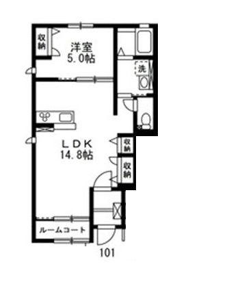 リバーテラスイヴ(1LDK/1階)の間取り写真