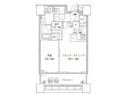 白金ザ・スカイ E棟(1LDK/22階)の間取り写真