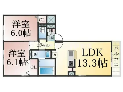 COTTON PLACE(2LDK/3階)の間取り写真