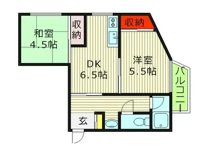 コーポ西宮(2DK/2階)の間取り写真