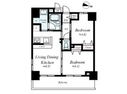 ゼクシア南千住(2LDK/9階)の間取り写真