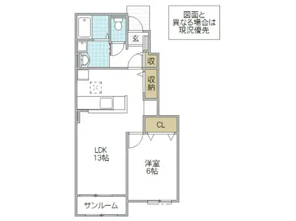 メゾン・ド・エレガンIV(1LDK/1階)の間取り写真