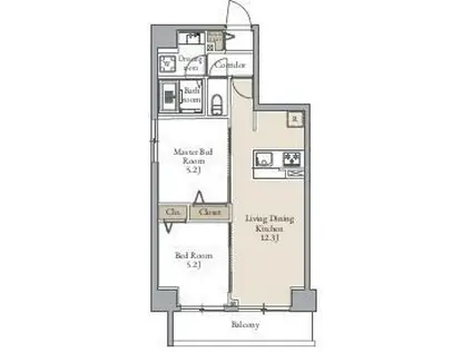 グランカーサ日暮里(2LDK/6階)の間取り写真