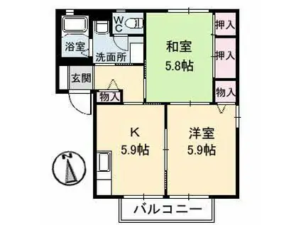 グランドール(2K/1階)の間取り写真