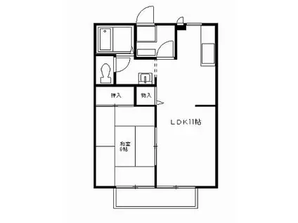 ゴールドハイツC(1LDK/2階)の間取り写真