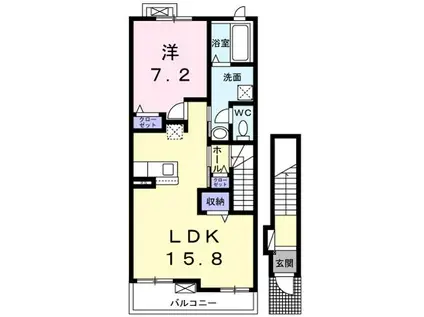 ララ・フィオーレ I(1LDK/2階)の間取り写真