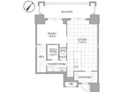 リバーサイドタワー中之島(1LDK/18階)の間取り写真