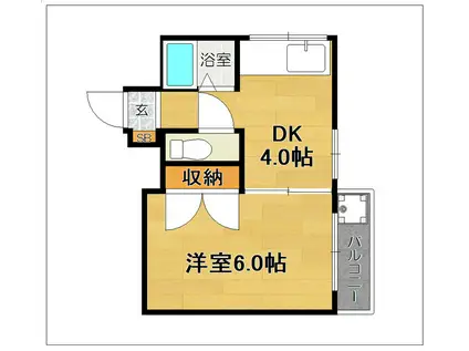 サンハイツ百道(1DK/3階)の間取り写真