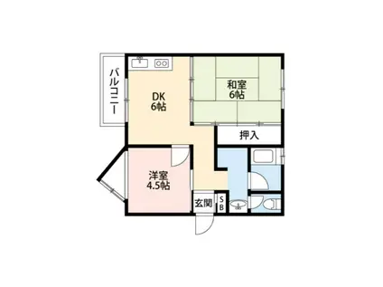 いかはなハイツB棟(2DK/4階)の間取り写真