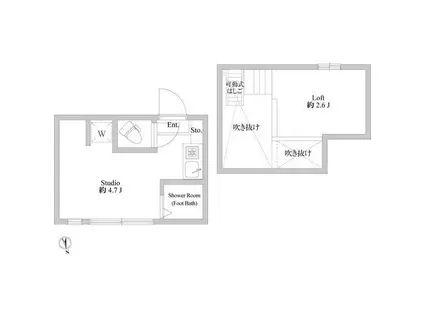 アーバンプレイス中野イースト(ワンルーム/2階)の間取り写真