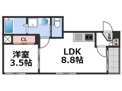 ハーモニーテラス小路IV(1LDK/1階)の間取り写真