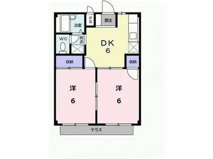 ルーデンスU(2DK/1階)の間取り写真