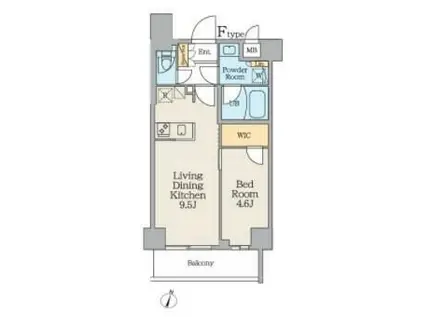 クレストコート中板橋(1LDK/2階)の間取り写真