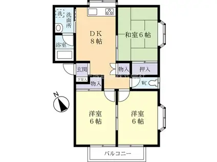 ドリームハウス B棟(3DK/2階)の間取り写真