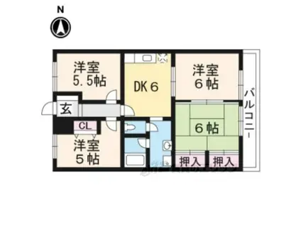 サンハイツ南志賀(4DK/2階)の間取り写真