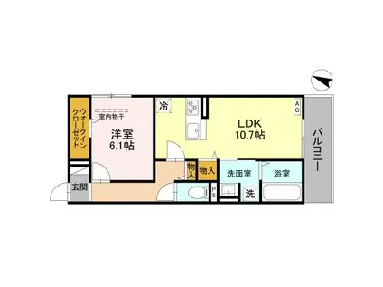 NOBLE TERRACE中山手(1LDK/2階)の間取り写真