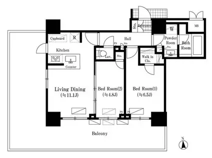 オアーゼ新宿西落合レジデンス(2LDK/4階)の間取り写真