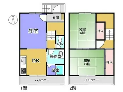 神戸西壱番館ハウス D(2LDK/1階)の間取り写真