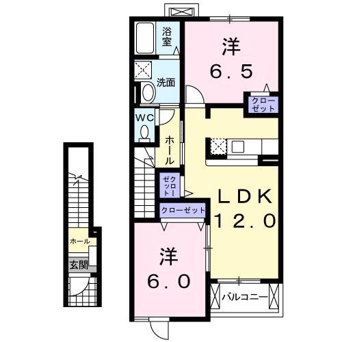 アプリーコ・ルーサ(2LDK/2階)の間取り写真