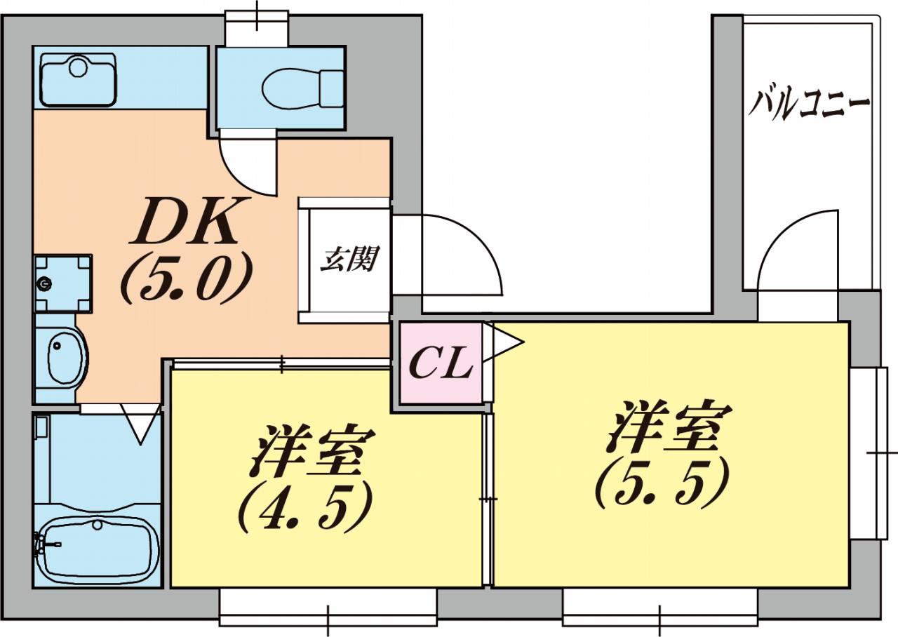 前田マンション(2DK/2階)の間取り写真